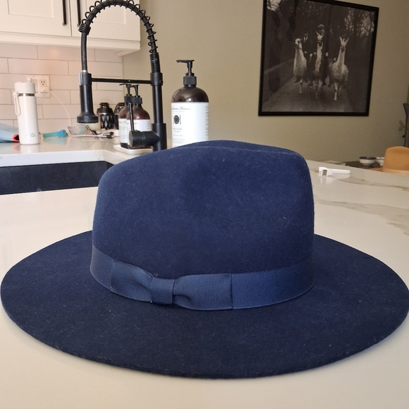 Lack Of Color Navy Blue Wide-Brim Fedora - Picture 4 of 7